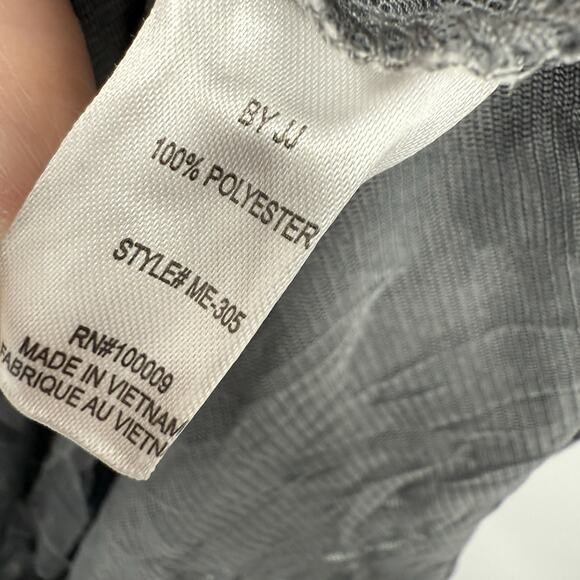 By JJ Midi Dress Sheer Overlay Crinkle Knit Gray Asymmetrical Lagenlook size XL - Picture 8 of 10